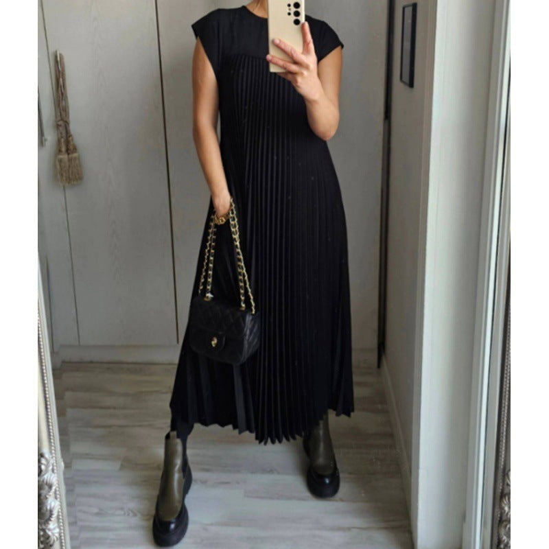 Robe Maxi Fluide en Tissu Plissé