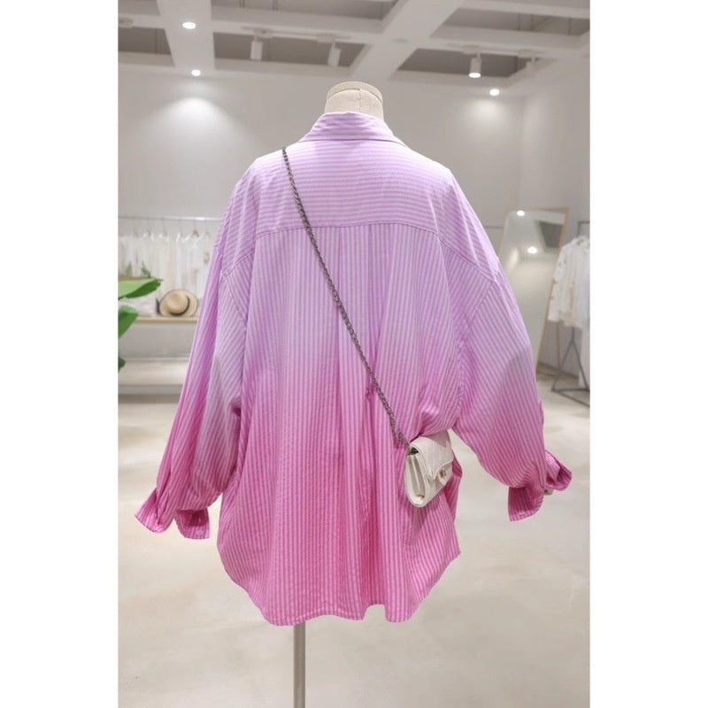 Chemise Oversize Femme Dégradé Rose