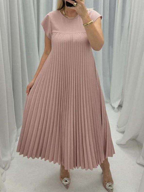 Robe Maxi Fluide en Tissu Plissé