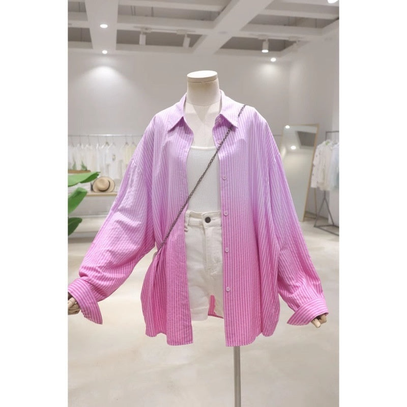 Chemise Oversize Femme Dégradé Rose