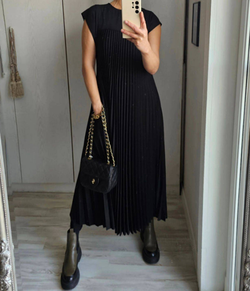 Robe Maxi Fluide en Tissu Plissé