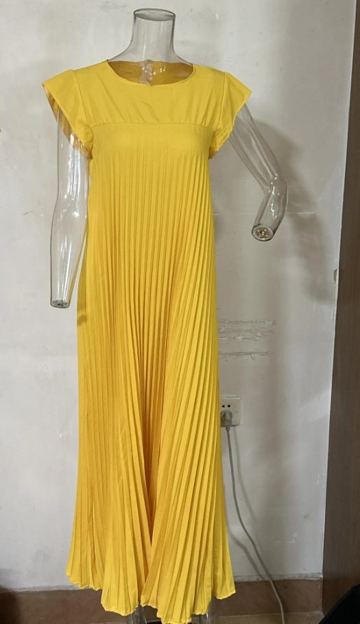 Robe Maxi Fluide en Tissu Plissé
