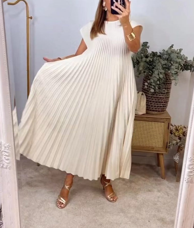 Robe Maxi Fluide en Tissu Plissé